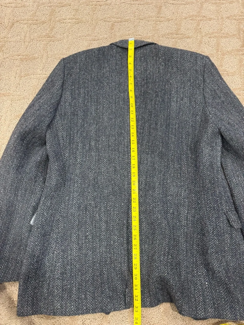 VTG Harris Tweed Blazer Wool Sport Coat Charcoal Grey Herringbone with Donegal - Picture 15 of 16